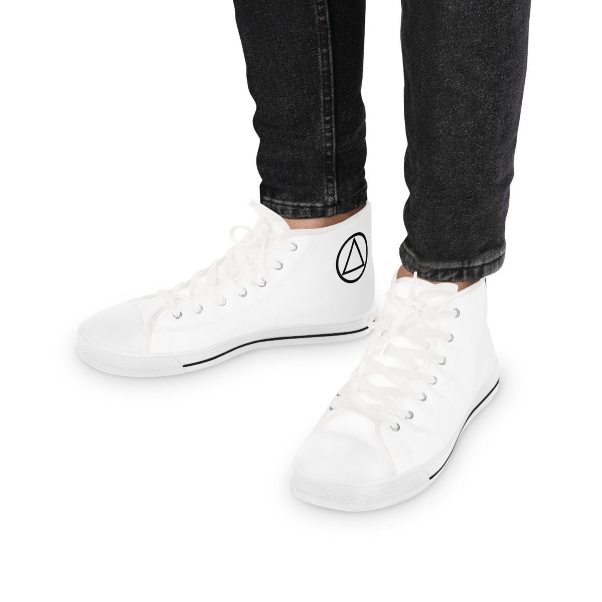 Classic White High Top Sneakers — Men's Casual Canvas Shoes