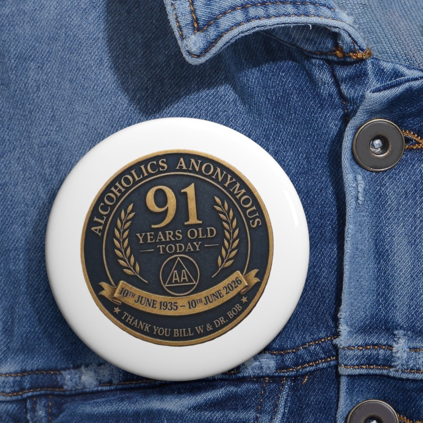 91 Years Old Today Pin Button — Custom Birthday Commemorative Badge (10th June 1935–2026)