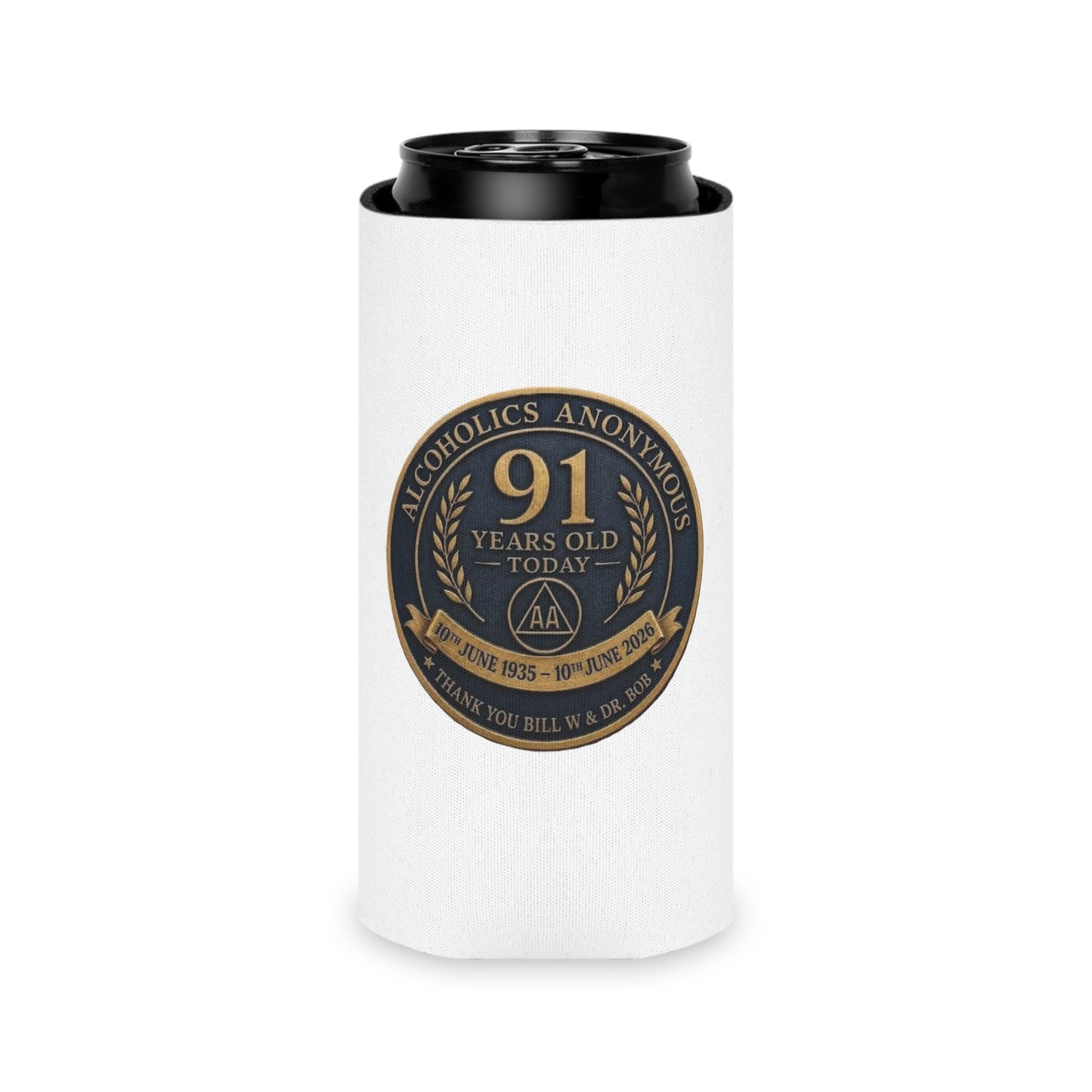 AA 91st Anniversary Can Cooler – Alcoholics Anonymous Commemorative Koozie