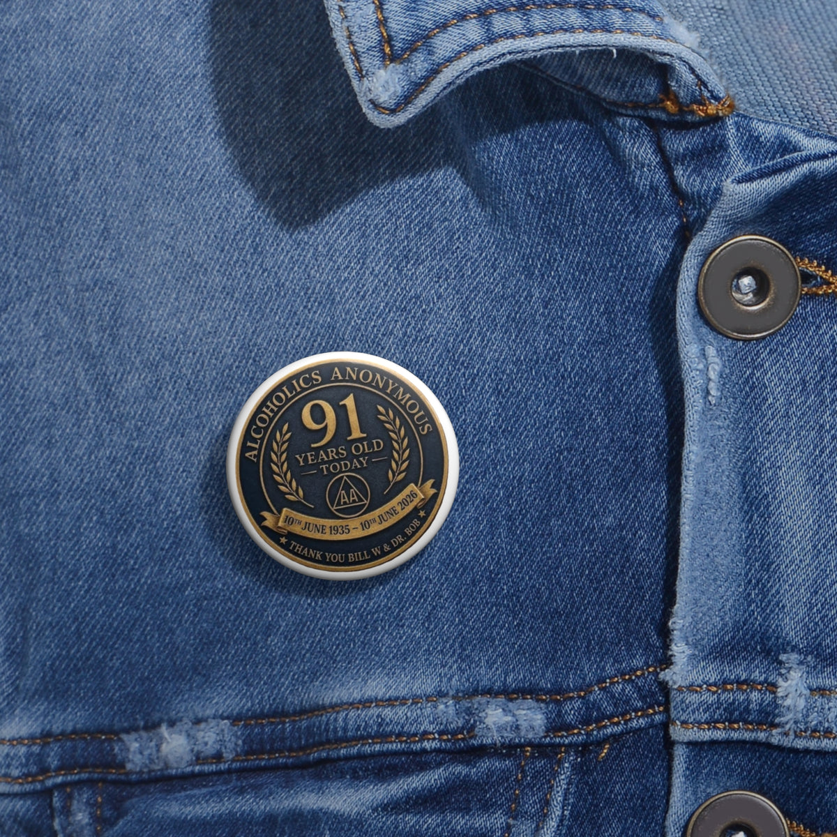 91 Years Old Today Pin Button — Custom Birthday Commemorative Badge (10th June 1935–2026)