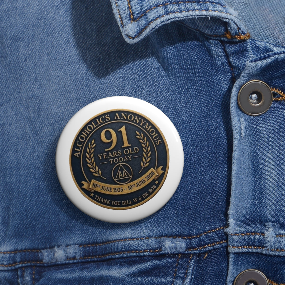 91 Years Old Today Pin Button — Custom Birthday Commemorative Badge (10th June 1935–2026)