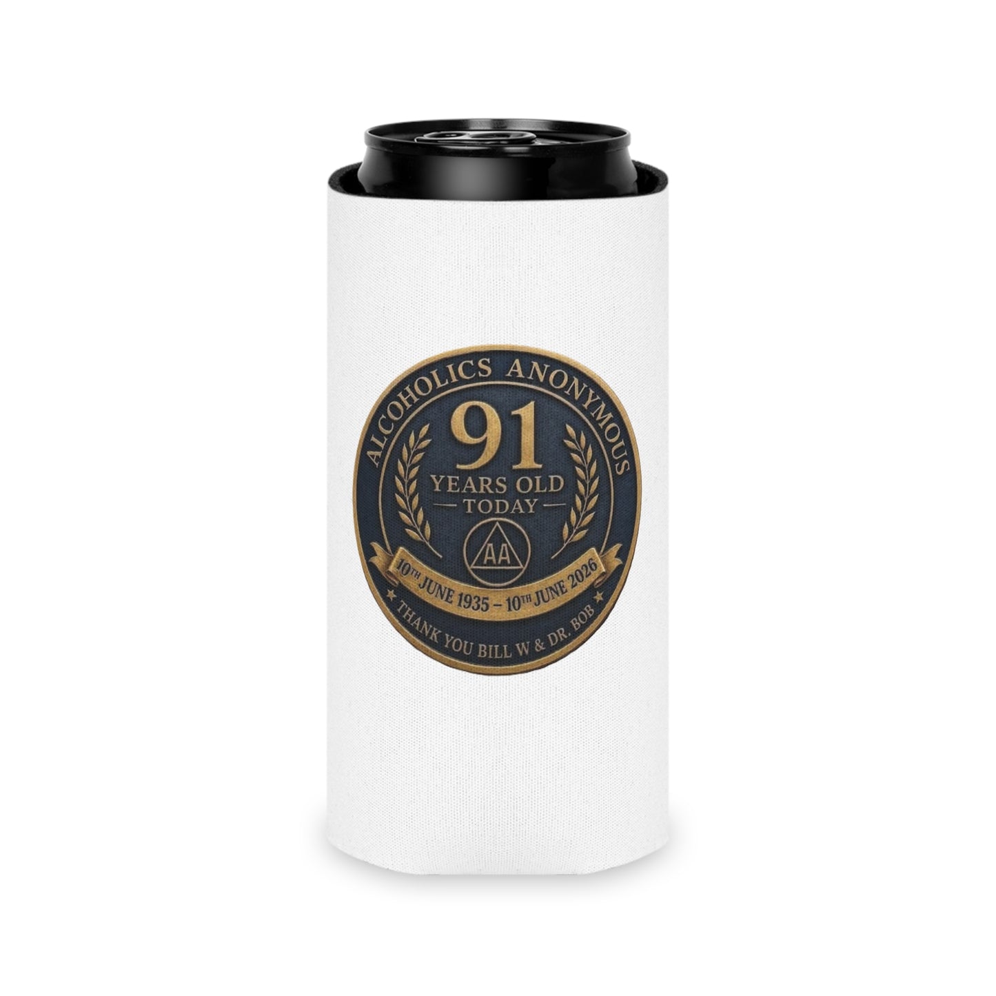 AA 91st Anniversary Can Cooler – Alcoholics Anonymous Commemorative Koozie