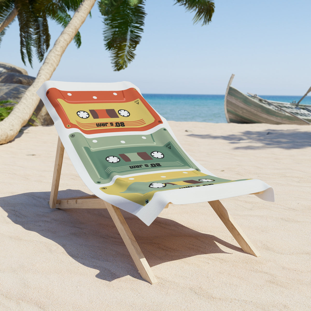 Retro Cassette Beach Towel — Vintage 80s Tape Design