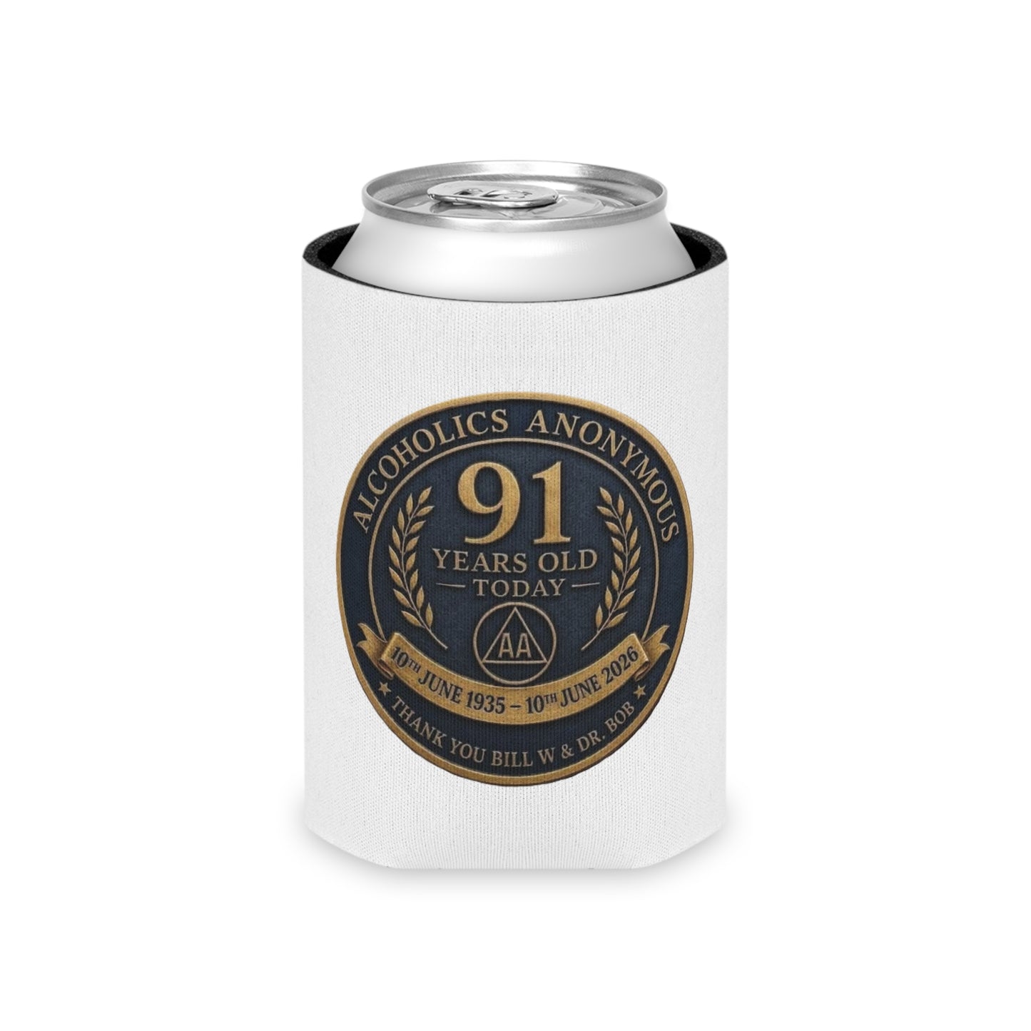 AA 91st Anniversary Can Cooler – Alcoholics Anonymous Commemorative Koozie