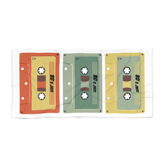 Retro Cassette Beach Towel — Vintage 80s Tape Design