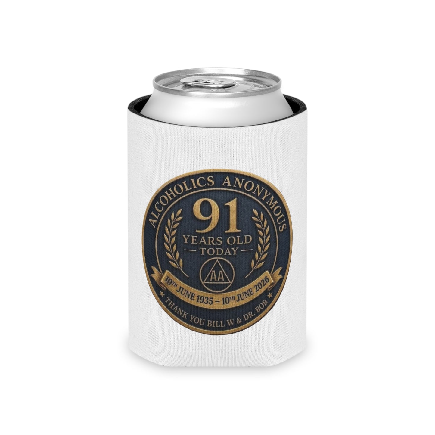 AA 91st Anniversary Can Cooler – Alcoholics Anonymous Commemorative Koozie